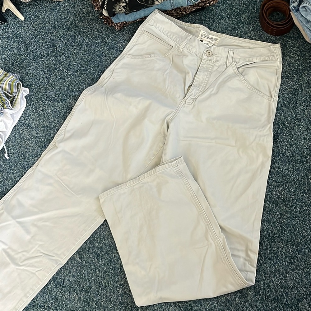 Loose fit cream hydraulic pants